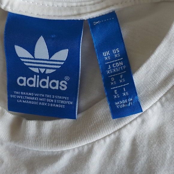 Adidas Mens White Graphic T-Shirt Top Size XS Spellout Aztec Pattern Logo Print - Picture 5 of 6